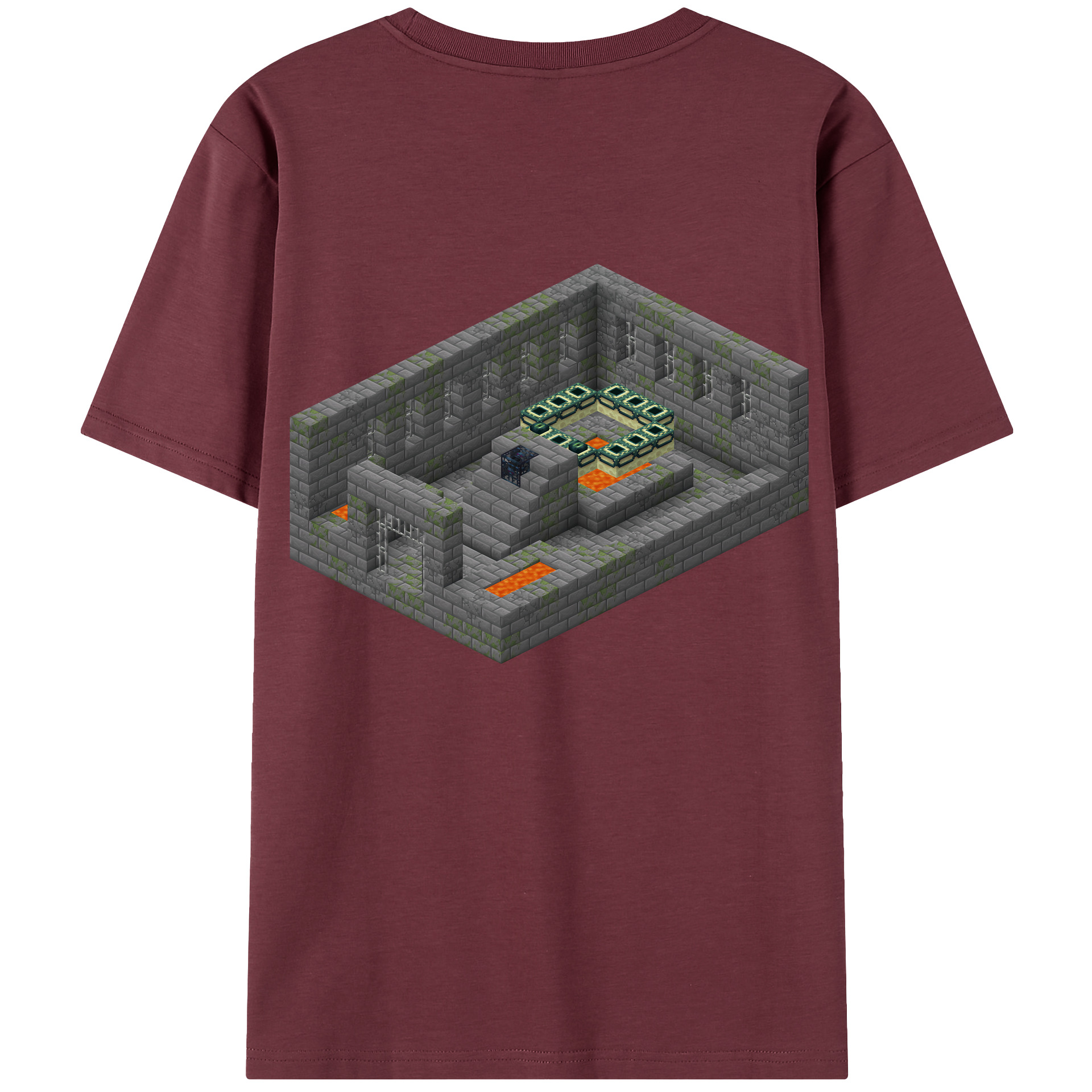 （画像用） マインクラフト ブロックの世界 Minecraft MC Block world 綿100％半袖Tシャツ（背面プリント）